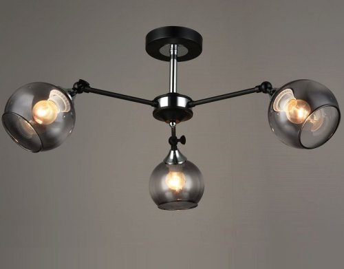 Люстра потолочная трехрожковая Мелодия Света Лофт Е27 220В Черная фото Люстра потолочная трехрожковая Мелодия Света Лофт Е27 220В Черная картинка